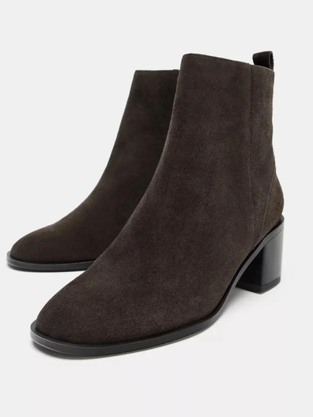Zara cow leather Suede Ankle Boot in Dark Brown 9/40 POP